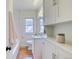Clean bathroom with a vanity, toilet, and a window with a frosted glass at 2684 S Logan St, Denver, CO 80210