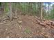 View of lot including fence and logs in wooded area surrounded by pines at 7510 Blue Creek Rd, Evergreen, CO 80439