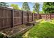 A well-kept backyard features a dark wood fence and beautiful garden beds at 4129 Amber St, Boulder, CO 80304