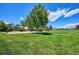 Expansive green space with mature shade tree, benches, and paved path for outdoor recreation at 6488 S Heritage E Pl, Centennial, CO 80111