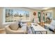 Well-lit living room area with modern decor and a view to the entryway at 5404 W Rowland Pl, Littleton, CO 80128