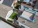 An aerial view showcasing the backyard with a spiral staircase, deck, and outdoor spaces at 3640 Lipan St, Denver, CO 80211