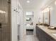 Open view of bathroom and bedroom with modern finishes at 3640 Lipan St, Denver, CO 80211