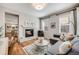 Inviting living room with fireplace, hardwood floors, and natural light, perfect for relaxing and entertaining at 10590 Soulmark Way, Highlands Ranch, CO 80126