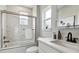 Modern bathroom with marble shower and quartz vanity at 3908 Mariposa St, Denver, CO 80211