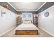 Cozy bedroom with stylish decor, built-in shelving, carpet, and lots of personality at 10738 Braesheather Ct, Highlands Ranch, CO 80126