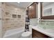 Contemporary bathroom with shower/tub combination, vanity with vessel sink, and modern finishes at 3355 S Flower St # 107, Lakewood, CO 80227