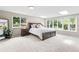 Bright main bedroom features skylights, multiple windows, a king bed, and two nightstands at 7442 S Wellington St, Centennial, CO 80122