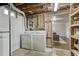 Basement utility area with a washer, dryer, and exposed utilities, ready for customization at 7541 Julian St, Westminster, CO 80030