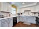 A lovely kitchen with white and gray cabinets, stainless steel appliances, and stylish countertops at 4856 E Hinsdale Pl, Centennial, CO 80122