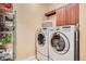 Bright laundry room with washer, dryer, and storage at 9850 Sunset Hill Circle Cir, Lone Tree, CO 80124