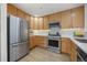 Well-lit kitchen featuring stainless steel appliances, wooden cabinets, and white countertops and backsplash at 1495 Zamia Ave # 3, Boulder, CO 80304