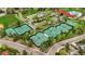 Aerial view of tennis courts with lush landscaping at 8140 S Storm King Peak, Littleton, CO 80127