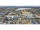 Community aerial view of modern townhomes with downtown and lake views at 1733 Irving St # 101, Denver, CO 80204