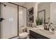 Modern bathroom with a glass-enclosed shower, contemporary fixtures, and a clean design at 14160 Bunny Hop Ln, Parker, CO 80134