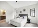 Bright bedroom with white walls, carpet floors, and minimalist decor at 4101 S Lincoln St, Englewood, CO 80113