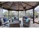 Relaxing outdoor patio area with furniture, heat lamps and gazebo at 15857 E Aberdeen Ave, Centennial, CO 80016