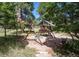 Private backyard playground nestled among mature trees at 5170 Pinyon Jay Rd, Parker, CO 80134