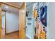 Bathroom view showcasing shower with colorful curtain at 2715 Blake St # 2, Denver, CO 80205