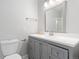 Elegant bathroom featuring a modern vanity with sleek fixtures and ample storage space at 6426 Zang Ct, Arvada, CO 80004