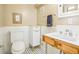 Charming bathroom featuring a vintage-style sink, beadboard paneling, and a modern toilet at 4253 Hooker St, Denver, CO 80211
