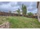 Backyard features grass and a wood fence at 3853 Orleans Ct, Denver, CO 80249