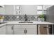 Kitchen sink with black and white back splash and sleek, stainless steel dishwasher at 20 1/2 S Sherman St, Denver, CO 80209