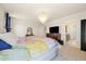 Bedroom featuring carpet floors, a TV, and modern decor at 24222 E Canyon Pl, Aurora, CO 80016