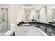 Full bathroom featuring granite countertop, tile flooring, and shower and bath combo at 7483 S Quail Cir # 626, Littleton, CO 80127