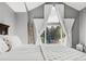 Spacious bedroom features vaulted ceiling and large window with white drapes, and views of nature at 45 W Fremont Pl, Littleton, CO 80120
