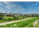 Scenic view of the neighborhood showcasing homes with lush green spaces and a bright blue sky at 1465 Gentle Rain Dr, Castle Rock, CO 80109