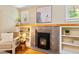 Close-up of a fireplace with built-in shelves, adding warmth and character to the room at 900 Jackson St, Denver, CO 80206