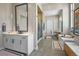 Elegant bathroom featuring a soaking tub and walk-in shower at 8263 Merryvale Trl, Parker, CO 80138