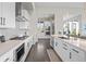 Modern kitchen with white cabinets, gas cooktop, and stainless steel appliances at 8263 Merryvale Trl, Parker, CO 80138