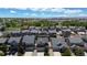 Aerial view of residential area with neatly arranged homes, green spaces, and scenic distant views at 19000 E 55Th Ave, Denver, CO 80249