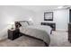 Bright bedroom with a neutral color palette featuring soft carpet and an art piece on the wall at 800 N Pearl St # 709, Denver, CO 80203