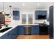 Modern kitchen showcasing blue cabinets, quartz countertops, stainless appliances, and decorative lemons for aesthetic cooking at 3044 W 37Th Ave, Denver, CO 80211