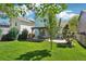 The large grassy lawn, mature trees, and covered patio create a peaceful outdoor oasis at 6142 Gorham St, Frederick, CO 80530