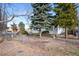 Large, fenced backyard with mature trees surrounding, and a charming single-story home at 1994 Macon St, Aurora, CO 80010
