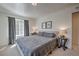 Cozy bedroom with a soft gray palette, featuring a comfortable bed and natural light from the window at 532 Kimmes Ln, Breckenridge, CO 80424