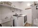 Bright laundry room with updated washer, dryer, utility sink, and shelving at 532 Kimmes Ln, Breckenridge, CO 80424