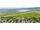 Wide aerial photo showcases community and the lake views in the distance at 8544 S Upham Way, Littleton, CO 80128
