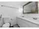 Bright bathroom features double sinks, nice vanity, and large mirror at 5831 W 108Th Pl, Westminster, CO 80020