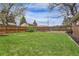 Expansive backyard with a lush green lawn, surrounded by a wooden fence for added privacy at 375 Kohl St, Broomfield, CO 80020