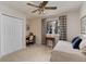 This bedroom includes a closet, large window, and a comfortable twin sized bed at 4133 Niblick Dr, Longmont, CO 80503