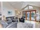 A cozy living room with vaulted ceiling, natural light, and comfortable seating at 4133 Niblick Dr, Longmont, CO 80503