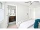 View from the bedroom to the ensuite bath at 1581 Wolff St, Denver, CO 80204