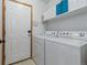 Convenient laundry room with washer, dryer and storage shelves at 1540 Meachum Way, Erie, CO 80516