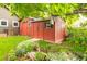 Charming backyard shed with flowerbed, siding, and green trees at 3317 Harlan St, Wheat Ridge, CO 80033