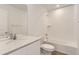Bathroom featuring a single sink with quartz countertops and a shower-tub combination at 15261 Fillmore St, Thornton, CO 80602